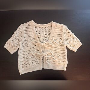 Crochet short sleeve cardigan